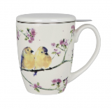 Mug en Porcelana Fina al Hueso con infusor Blossom Bird